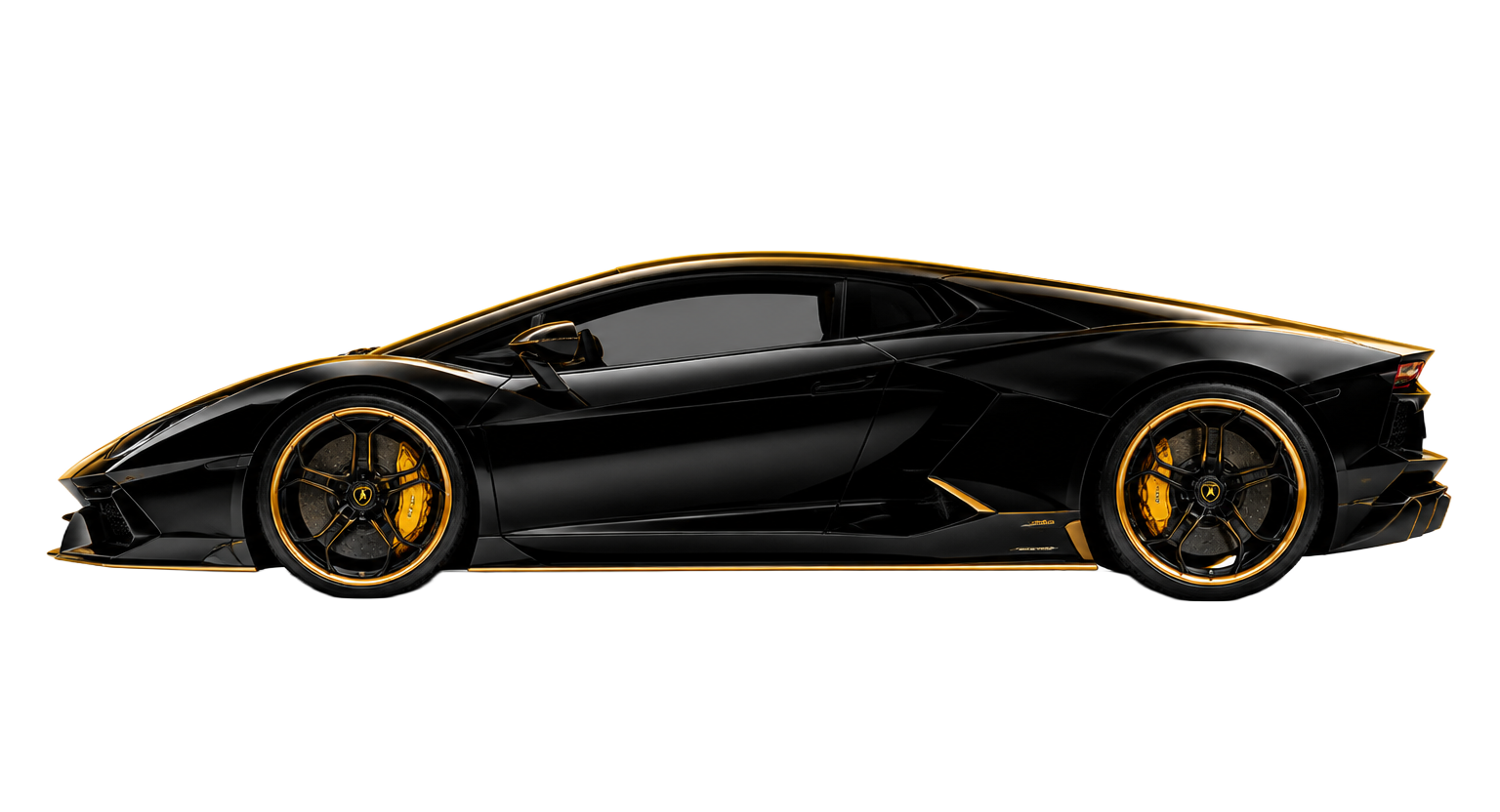 Luxury black supercar with gold rims undergoing AI diagnostic scan